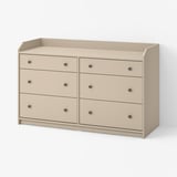 HAUGA Chest of 6 drawers, beige, 138x46x84 cm
