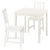 HAUGA / STEFAN Table and 2 chairs, white/white, 74x74 cm