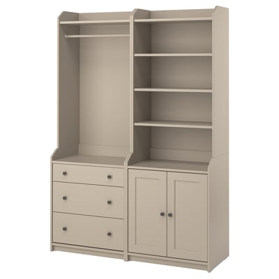HAUGA Storage combination, beige, 139x46x199 cm