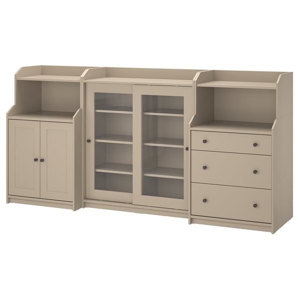 HAUGA Storage combination, beige, 244x46x116 cm