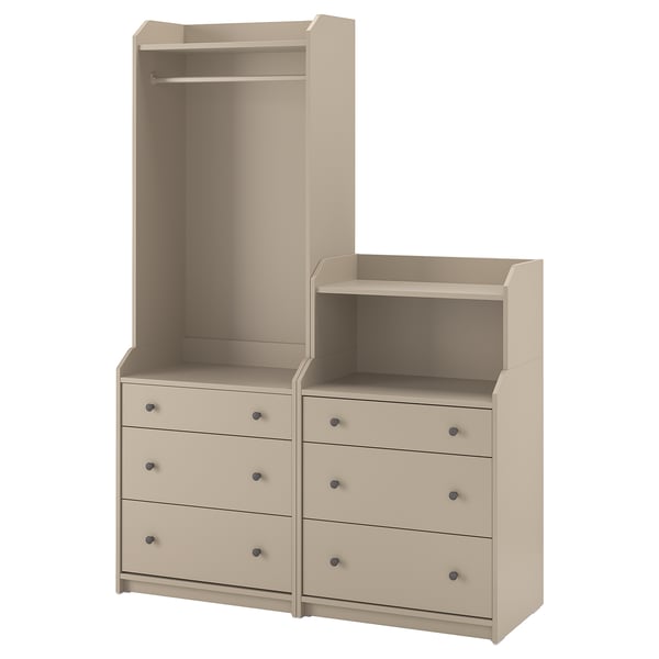 HAUGA Storage combination, beige, 140x199 cm