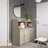 HAUGA Storage combination, beige, 139x46x116 cm