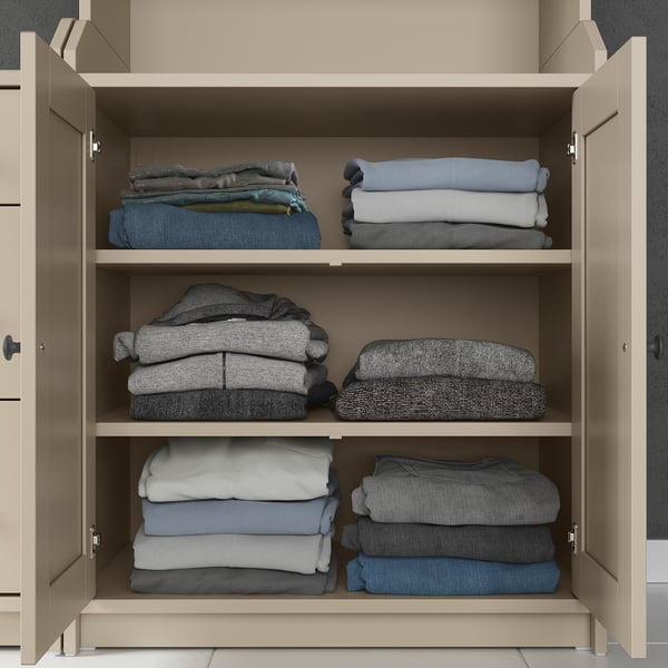 HAUGA Storage combination, beige, 139x46x116 cm