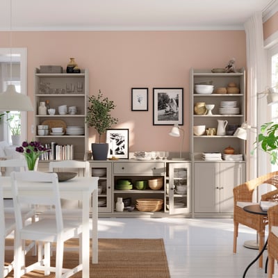 HAUGA Storage combination, beige, 279x46x199 cm