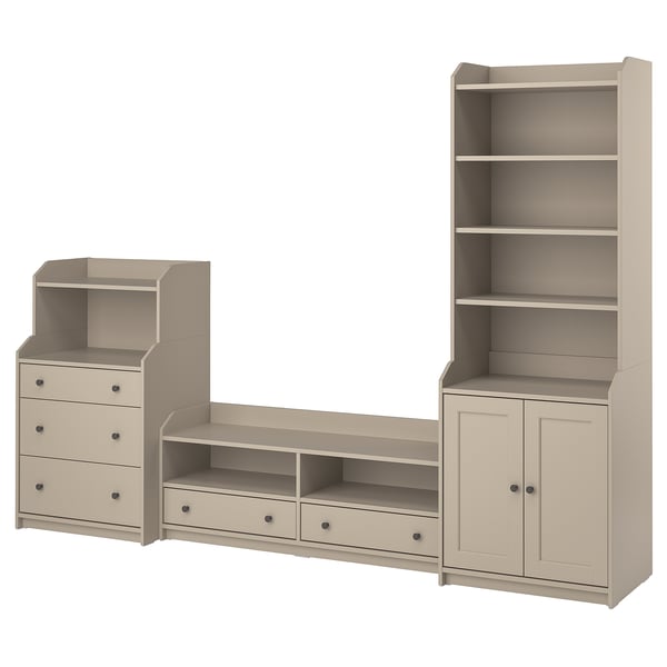 HAUGA TV/storage combination, beige, 277x46x199 cm