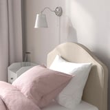 HAUGA Upholstered bed, 2 storage boxes, Lofallet beige, 90x200 cm