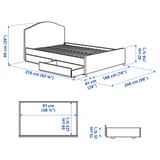 HAUGA Upholstered bed, 2 storage boxes, Vissle grey, 180x200 cm