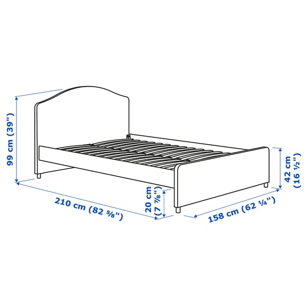 HAUGA Upholstered bed frame, Lofallet beige, 150x200 cm