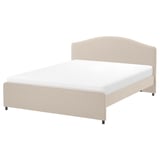 HAUGA Upholstered bed frame, Lofallet beige, 150x200 cm