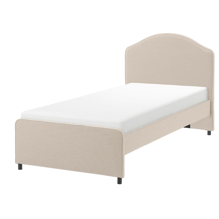 HAUGA upholstered bed frame, Lofallet beige, 90x200 cm IKEA Malaysia
