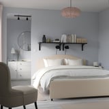 HAUGA Upholstered bed frame, Lofallet beige, 150x200 cm