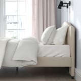 HAUGA Upholstered bed frame, Lofallet beige, 150x200 cm