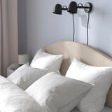 HAUGA Upholstered bed frame, Lofallet beige, 150x200 cm