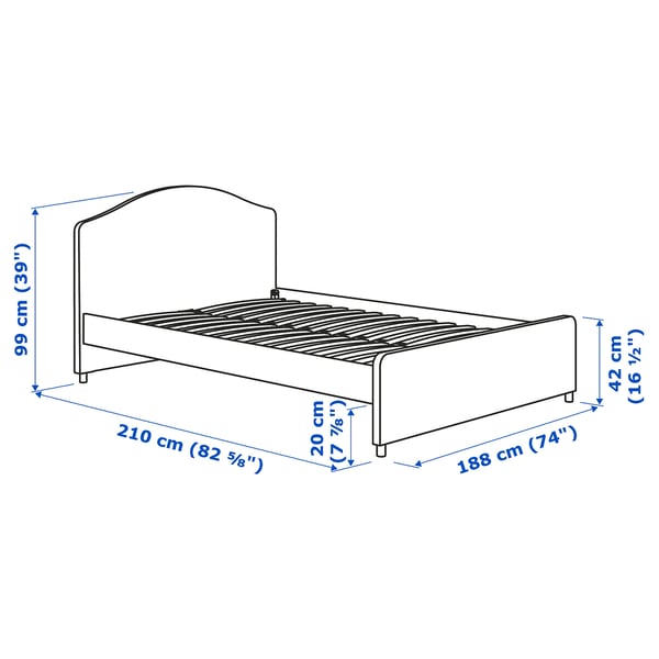 HAUGA Upholstered bed frame, Vissle grey, 180x200 cm