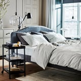 HAUGA Upholstered bed frame, Vissle grey, 150x200 cm