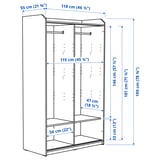 HAUGA Wardrobe with sliding doors, white, 118x55x199 cm