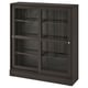 HAVSTA Glass-door cabinet with plinth, dark brown clear glass, 121x37x134 cm