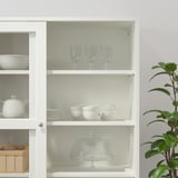 HAVSTA Glass-door cabinet with plinth, white clear glass, 121x37x134 cm