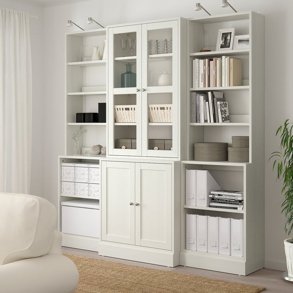 HAVSTA Storage combination w glass doors, white, 203x47x212 cm