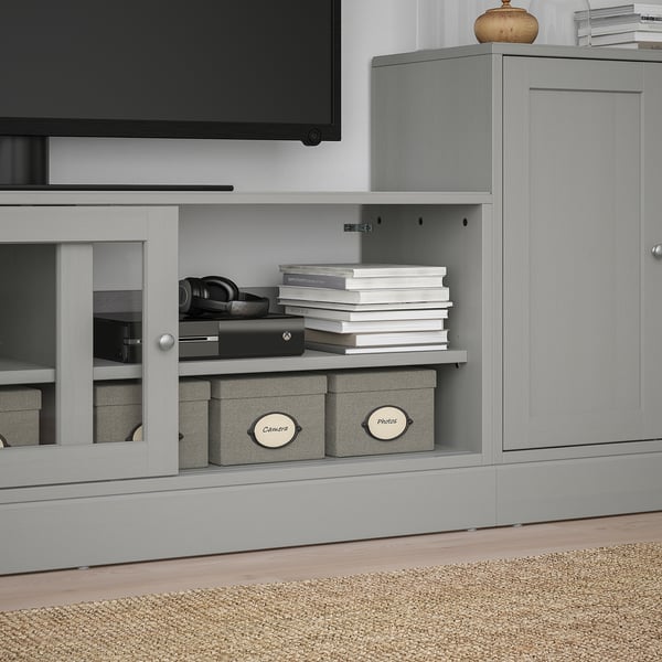 HAVSTA TV storage combination, grey, 241x47x89 cm