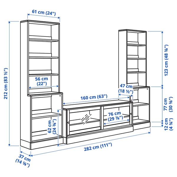 HAVSTA TV storage combination, grey, 282x47x212 cm