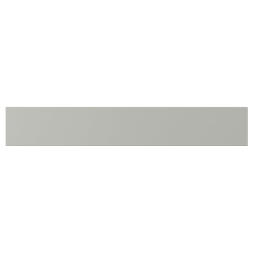 HAVSTORP light grey kitchen cabinet front, smooth rectangular design, acrylic paint, fiberboard material.