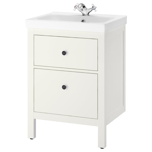 HEMNES / ODENSVIK Wash-stand with 2 drawers, white/Runskär tap, 63x49x89 cm