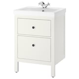 HEMNES / ODENSVIK Wash-stand with 2 drawers, white/Runskär tap, 63x49x89 cm