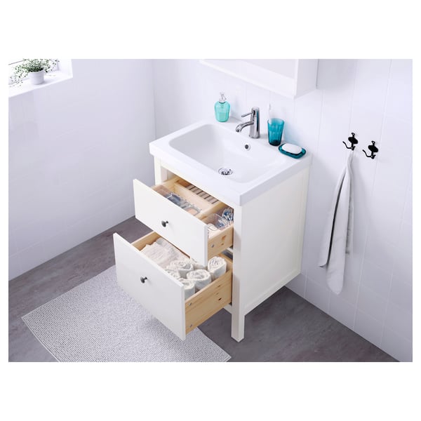 HEMNES / ODENSVIK Wash-stand with 2 drawers, white/Runskär tap, 63x49x89 cm