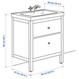 HEMNES / ODENSVIK Wash-stand with 2 drawers, white/Runskär tap, 63x49x89 cm