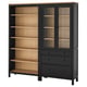 HEMNES Storage combination w doors/drawers, black-brown/light brown stained, 180x197 cm