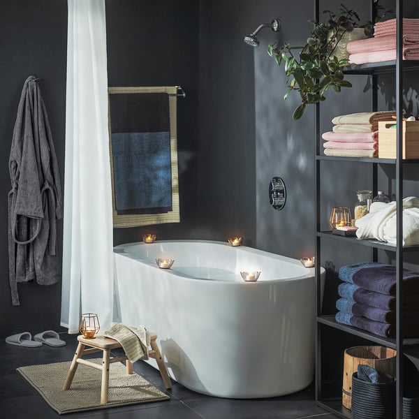 HIMLEÅN Bath towel, dark blue/mélange, 70x140 cm