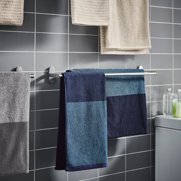 HIMLEÅN Bath towel, dark blue/mélange, 70x140 cm