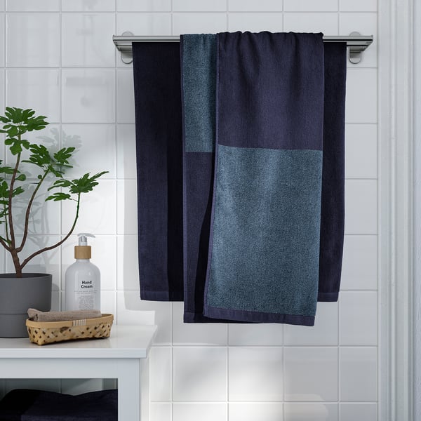 HIMLEÅN Bath towel, dark blue/mélange, 70x140 cm
