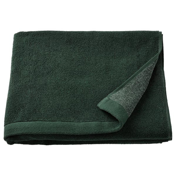 HIMLEÅN Bath towel, dark green/mélange, 70x140 cm
