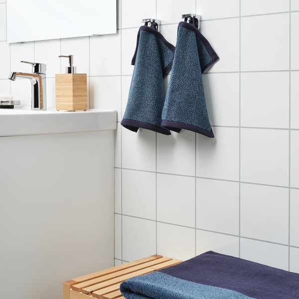 HIMLEÅN Washcloth, dark blue/mélange, 30x30 cm