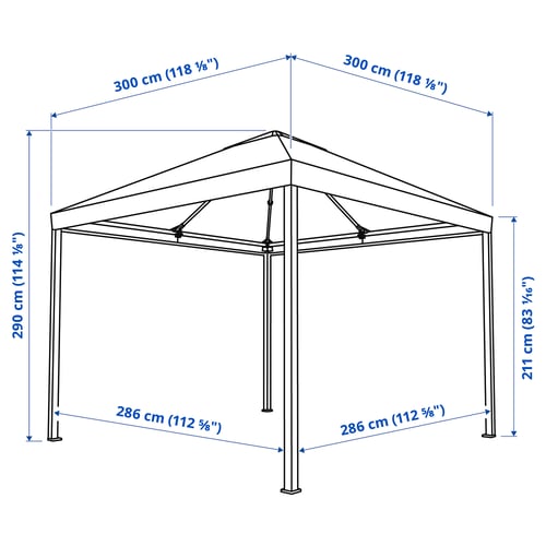 Illustration with measurements for the product: HIMMELSÖ.