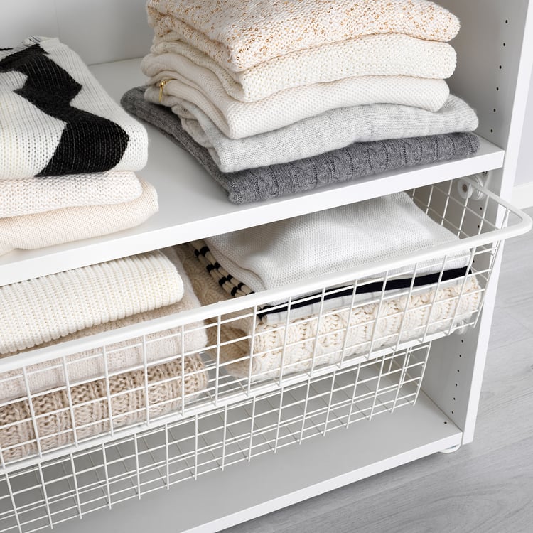 HJÄLPA wire basket with pullout rail, white, 80x55 cm IKEA Malaysia