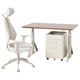 Option: IDÅSEN / GRUPPSPEL Desk, chair and drawer unit, brown/beige, 120x70 cm