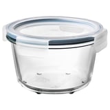 IKEA 365+ Food container with lid, round glass/plastic, 600 ml
