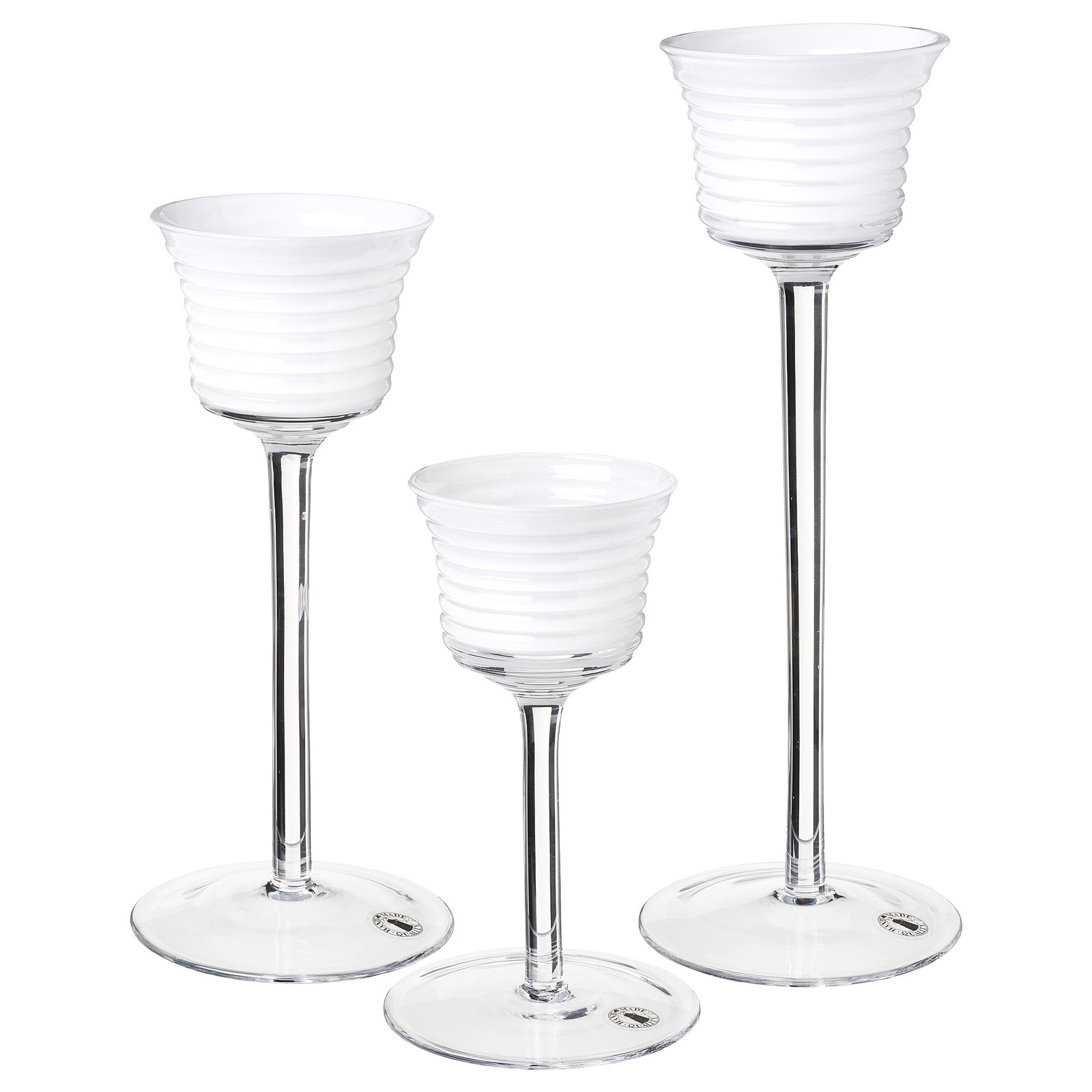 INBJUDEN Tealight holder, set of 3, clear glass/glass white IKEA