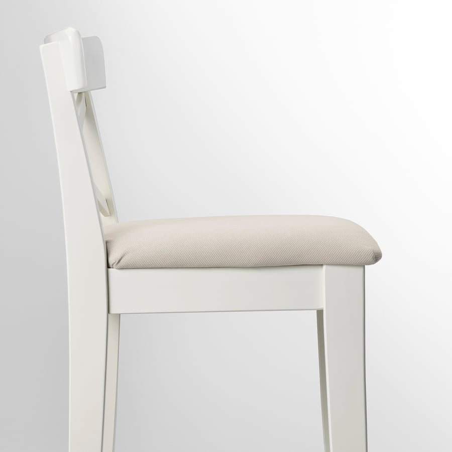INGOLF bar stool with backrest, white/Hallarp beige, 75 cm IKEA Malaysia