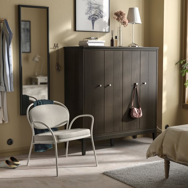 ISMANTORP Armchair, metal light grey-beige/Tibbleby light beige