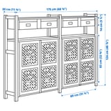 IVAR 2 sections/shelves/cabinets, pine/white mesh, 175x30x124 cm