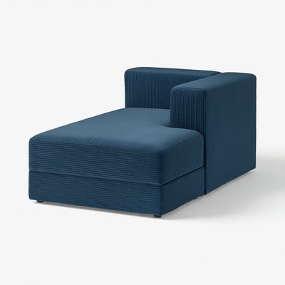 JÄTTEBO Chaise longue module, right, with armrest/Samsala dark blue