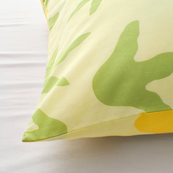 JÄTTELIK Duvet cover and pillowcase, Tyrannosaurus Rex/Triceratops/yellow, 150x200/50x80 cm