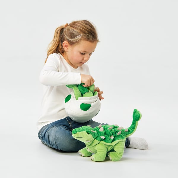JÄTTELIK Soft toy, egg/dinosaur/dinosaur/ankylosaurus, 37 cm