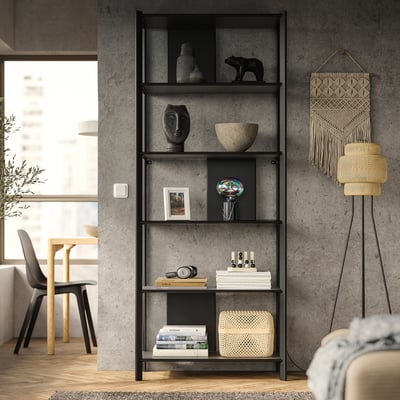 JÄTTESTA Shelving unit, black, 80x195 cm