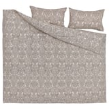 JÄTTEVALLMO Duvet cover and 2 pillowcases, beige/dark grey, 240x220/50x80 cm