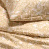 JÄTTEVALLMO Duvet cover and 2 pillowcases, yellow/white, 240x220/50x80 cm